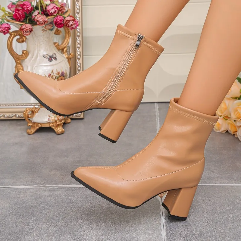 Simple Temperament and Versatile French Fashion Booties Women's 2026 Spring and Autumn High Heels
Simple Temperament and Versatile French Fashion Booties Women's 2026 Spring and Autumn High Heels