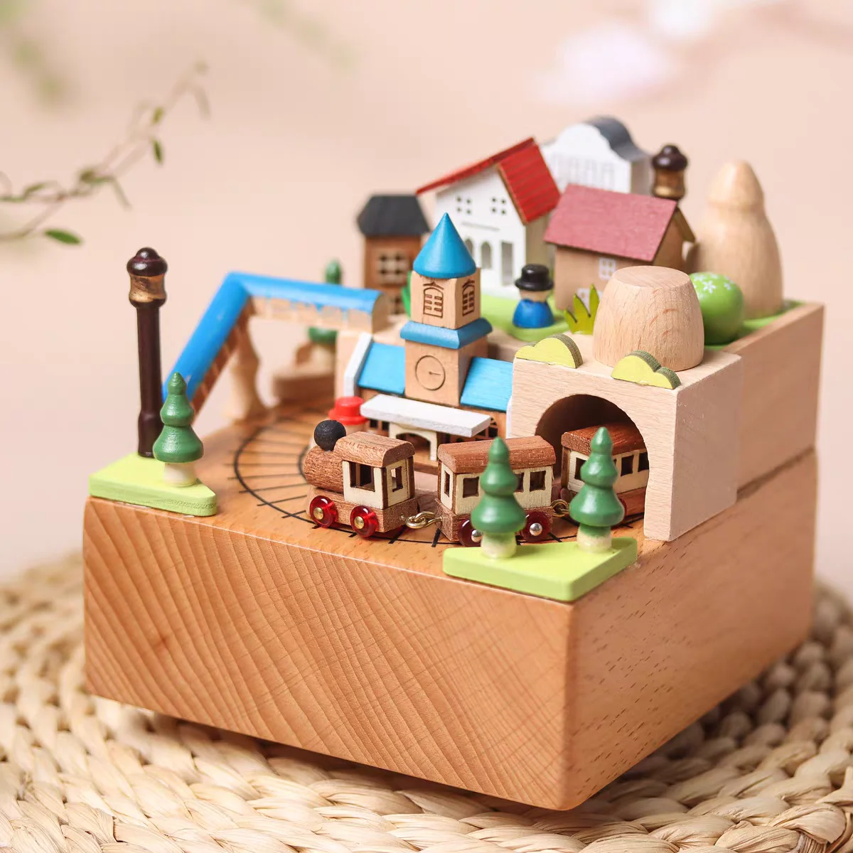 Handmade Wooden Music Box Time Train Eight-Note Box Modern High-End Birthday Gift Children's Toy Wood
Handmade Wooden Music Box Time Train Eight-Note Box Modern High-End Birthday Gift Children's Toy Wood