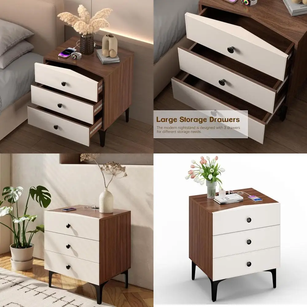 Современная прикроватная тумбочка с 3 ящиками из искусственной кожи и USB-C портом для зарядки для спальни
Современная прикроватная тумбочка с 3 ящиками из искусственной кожи и USB-C портом для зарядки для спальни