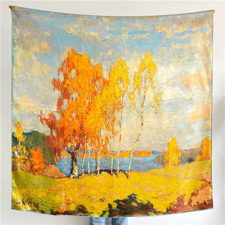 Ladies 100% Silk Scarf Square Scarf Shawl Oil Painting Design Wrap Hand Roll -
Ladies 100% Silk Scarf Square Scarf Shawl Oil Painting Design Wrap Hand Roll -