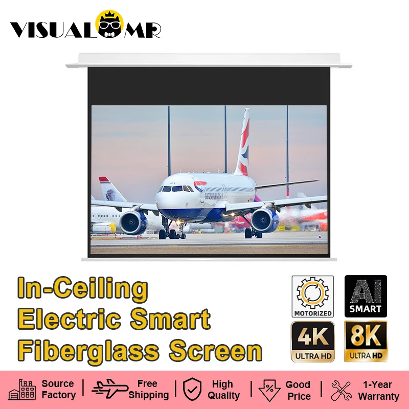 2025 Hot Electric In-Ceiling Matt White Projection Screen Newly Upgraded AI Smart Motorized Ceiling Recessed for All Projectors
2025 Hot Electric In-Ceiling Matt White Projection Screen Newly Upgraded AI Smart Motorized Ceiling Recessed for All Projectors