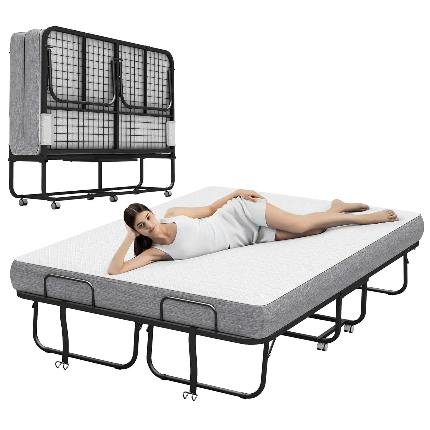 75''x54'' Foldable Bed with Mattress, Rollaway Guest Bed, Easy Storage, School & Hospital Use, Customized
75''x54'' Foldable Bed with Mattress, Rollaway Guest Bed, Easy Storage, School & Hospital Use, Customized