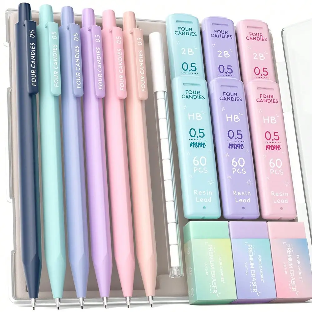 0.7 Mm Mechanical Pencil Set, 6PCS Cute Mechanical Pencils With 360PCS Leads, 3PCS Pastel Erasers And 9PCS Eraser Refills, Aest
0.7 Mm Mechanical Pencil Set, 6PCS Cute Mechanical Pencils With 360PCS Leads, 3PCS Pastel Erasers And 9PCS Eraser Refills, Aest