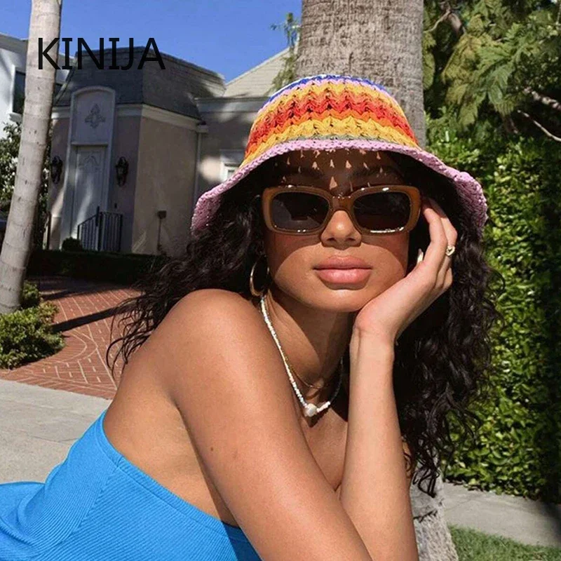 Summer Bucket Hat for Women Foldable Hand Crocheted Colorful Rainbow Straw Cap Holiday Basin Hat Sunshade Beach Cap for Girl
Summer Bucket Hat for Women Foldable Hand Crocheted Colorful Rainbow Straw Cap Holiday Basin Hat Sunshade Beach Cap for Girl