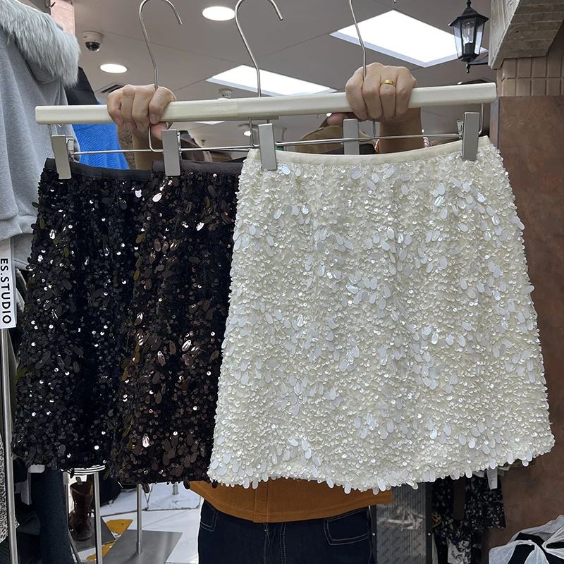 Женская весенне-осенняя элегантная мини-юбка трапециевидной формы с блестками, женская уличная одежда, блестящая короткая юбка с эластичной резинкой на талии
Женская весенне-осенняя элегантная мини-юбка трапециевидной формы с блестками, женская уличная одежда, блестящая короткая юбка с эластичной резинкой на талии