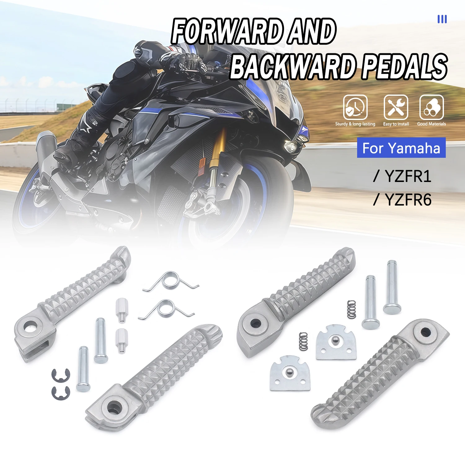 For YAMAHA YZF R1 2002 2003 2004 2005-2010 2011 YZF R6 2003 2004 2005-2011 2012 Front Rear Footrests Foot pegs Motorcycle Parts
For YAMAHA YZF R1 2002 2003 2004 2005-2010 2011 YZF R6 2003 2004 2005-2011 2012 Front Rear Footrests Foot pegs Motorcycle Parts