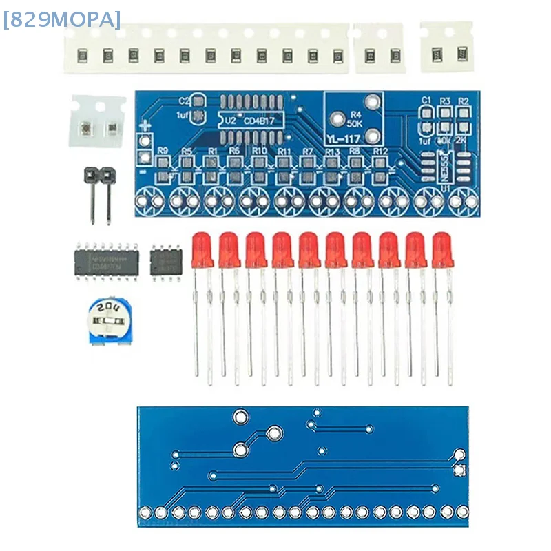 NE555+CD4017 Light Water Flowing LED Module Control Board Module Capacitor Oscillator Clock Signal DIY Electroni Kit
NE555+CD4017 Light Water Flowing LED Module Control Board Module Capacitor Oscillator Clock Signal DIY Electroni Kit