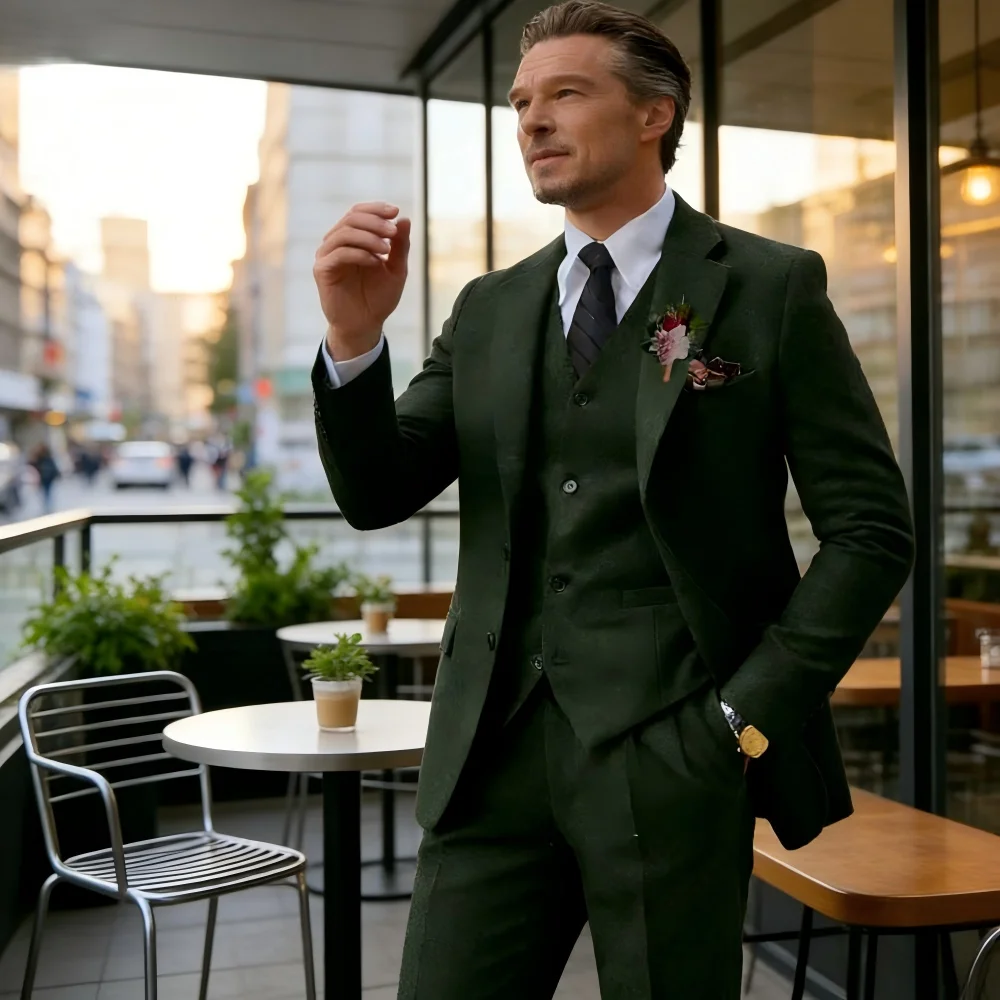 Мужской свадебный смокинг из коричневого твида, костюм из трех предметов для курения «рыбья кость» с зубчатыми лацканами, деловой твидовый эстетический индивидуальный крой
Мужской свадебный смокинг из коричневого твида, костюм из трех предметов для курения «рыбья кость» с зубчатыми лацканами, деловой твидовый эстетический индивидуальный крой