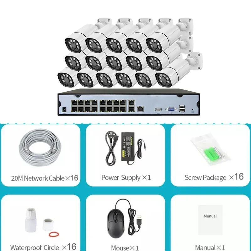 16Ch 5MP Kit Waterproof Camera IP Poe CCTV Camera System Set FULL Color Ce White H.265 Indoor Security Camera System NVR
16Ch 5MP Kit Waterproof Camera IP Poe CCTV Camera System Set FULL Color Ce White H.265 Indoor Security Camera System NVR
