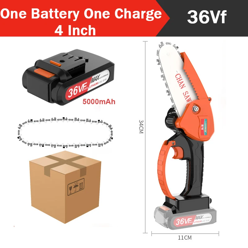 4 Inch 36VF 5000mAh Mini Electric Saw Chain Saw With 1 Battery Rechargeable One-handed Woodworking Pruning Garden Tool EU Plug
4 Inch 36VF 5000mAh Mini Electric Saw Chain Saw With 1 Battery Rechargeable One-handed Woodworking Pruning Garden Tool EU Plug
