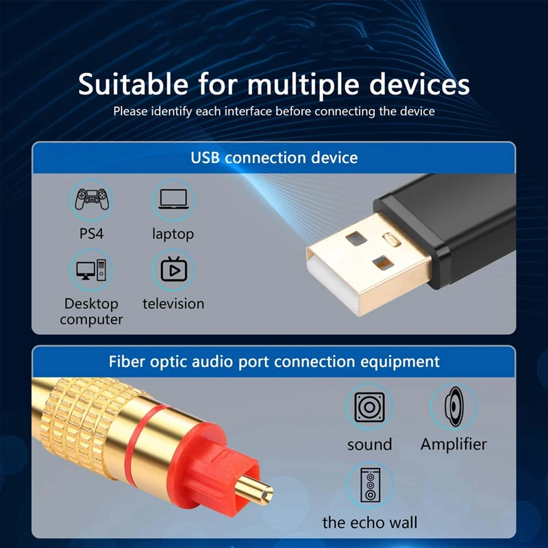 Y16A USB to Optical Audio Adapter USB A to Fiber Optic Audio SPDIF Port Connection Audio Converter Cable for Computer Laptop
Y16A USB to Optical Audio Adapter USB A to Fiber Optic Audio SPDIF Port Connection Audio Converter Cable for Computer Laptop