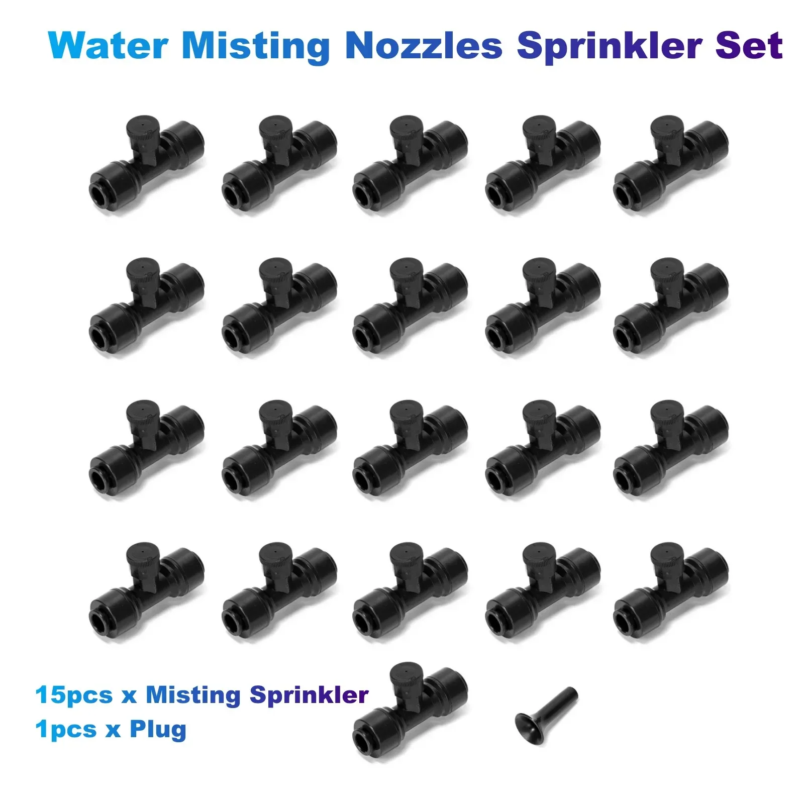 Water Misting Nozzles Sprinkler Set(15x Misting Sprinkler+1x Plug) Connected ID 6-7mm Pipe for Irrigation,outdoor Cooling System
Water Misting Nozzles Sprinkler Set(15x Misting Sprinkler+1x Plug) Connected ID 6-7mm Pipe for Irrigation,outdoor Cooling System