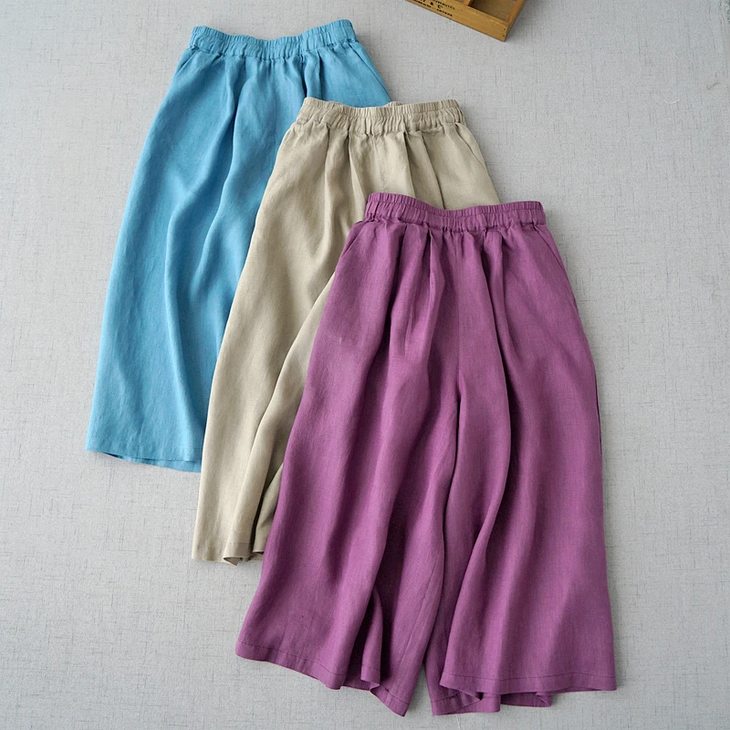 Spring Summer Women Loose All-match Japan Style Comfortable Natural Linen Trousers Elastic Waist Skirt Pants Skorts
Spring Summer Women Loose All-match Japan Style Comfortable Natural Linen Trousers Elastic Waist Skirt Pants Skorts