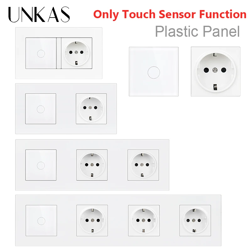 UNKAS Plastic Panel Only Touch On / Off White Glass Light Switch EU Socket DIY Free Combination Sensor Button PC Outlet
UNKAS Plastic Panel Only Touch On / Off White Glass Light Switch EU Socket DIY Free Combination Sensor Button PC Outlet