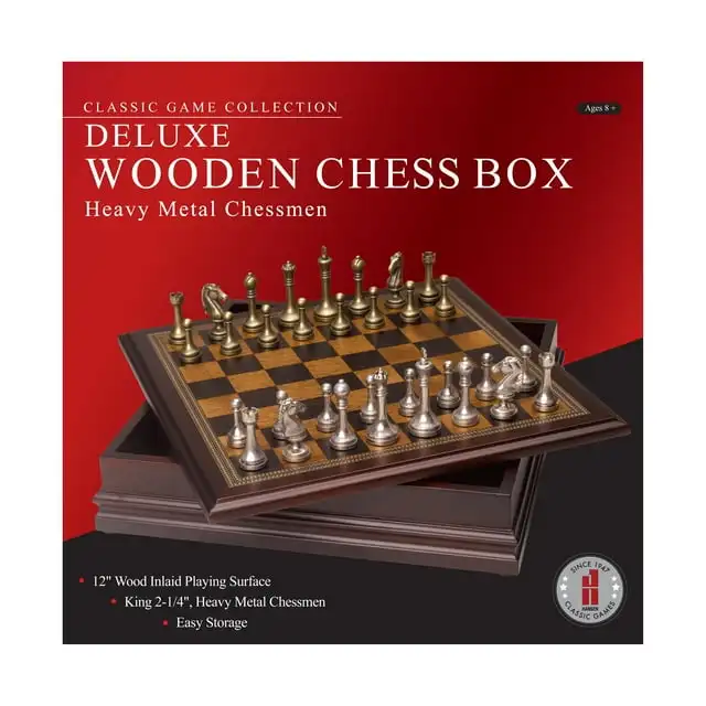 Colección de Juegos Clásica: Caja de Ajedrez de Madera de Lujo con Ajedrez de Metal Pesado
Colección de Juegos Clásica: Caja de Ajedrez de Madera de Lujo con Ajedrez de Metal Pesado
