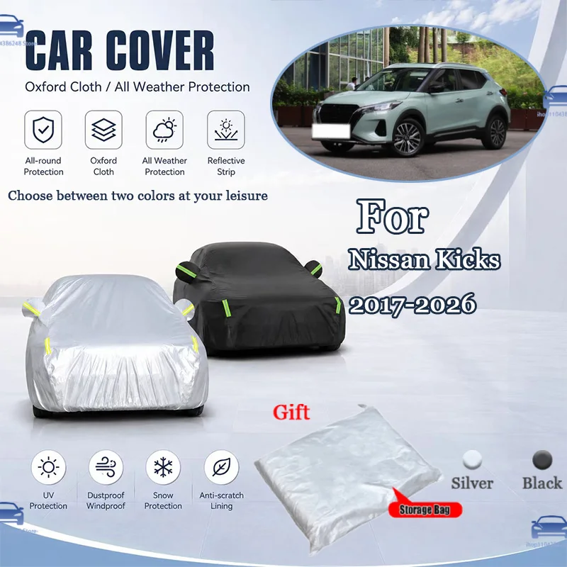For Nissan Kicks 2017-2026 All Weather Oxford Car Cover UV Snow Dustproof Reflective Strip Outdoor Protection Black and Silver
For Nissan Kicks 2017-2026 All Weather Oxford Car Cover UV Snow Dustproof Reflective Strip Outdoor Protection Black and Silver