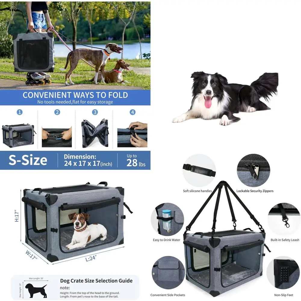 Портативная складная переноска для крупных собак - для использования на улице и в помещении, с прочной сеткой, серая, 24Д x 17Ш x 17В (дюймы)
Портативная складная переноска для крупных собак - для использования на улице и в помещении, с прочной сеткой, серая, 24Д x 17Ш x 17В (дюймы)