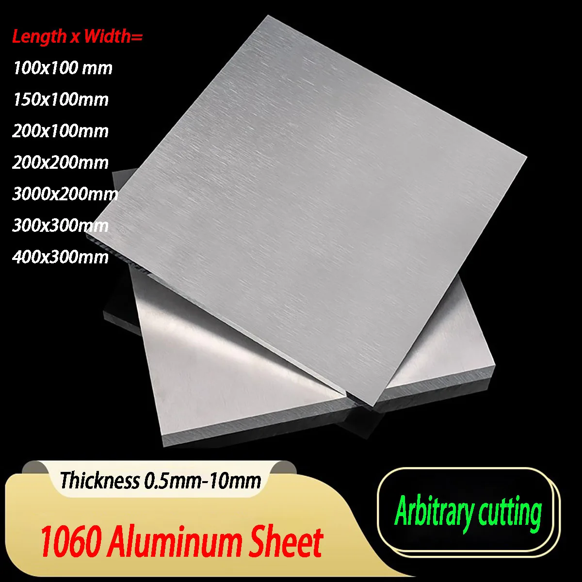 Thickness 0.5mm-10mm 1060 Aluminum Sheet Plate Pure Aluminum DIY Frame Metal Plate Width =100 /150/ 200/ 300 /400mm
Thickness 0.5mm-10mm 1060 Aluminum Sheet Plate Pure Aluminum DIY Frame Metal Plate Width =100 /150/ 200/ 300 /400mm