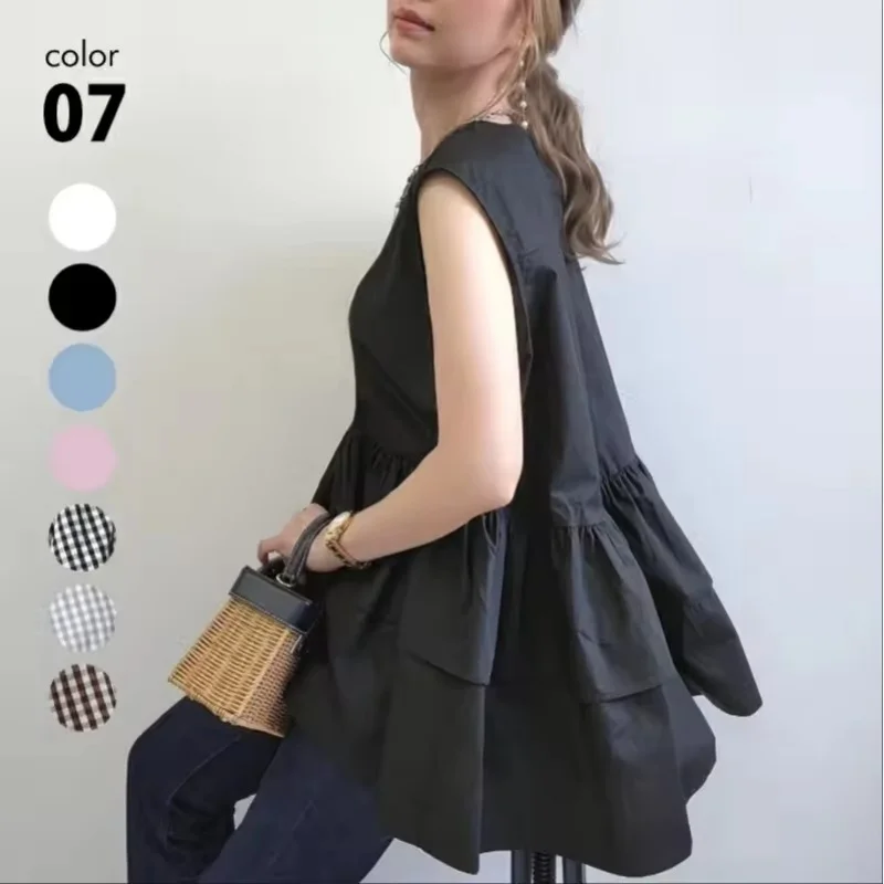 Retro Japanese Style Cotton Sleeveless Layered Ruffle Vest Shirt 2026 Women's Summer Round Neck Loose Fit Sleeveless Doll Top
Retro Japanese Style Cotton Sleeveless Layered Ruffle Vest Shirt 2026 Women's Summer Round Neck Loose Fit Sleeveless Doll Top