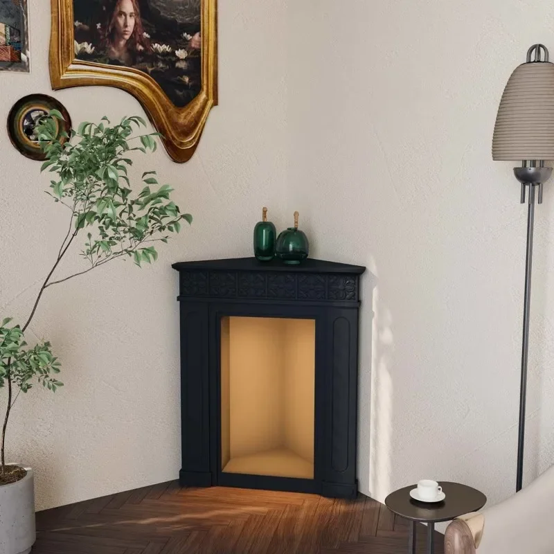 Cream wind triangle with light carved fireplace cabinet Corner cabinet decorated against the wall in the corner of the entrance
Cream wind triangle with light carved fireplace cabinet Corner cabinet decorated against the wall in the corner of the entrance