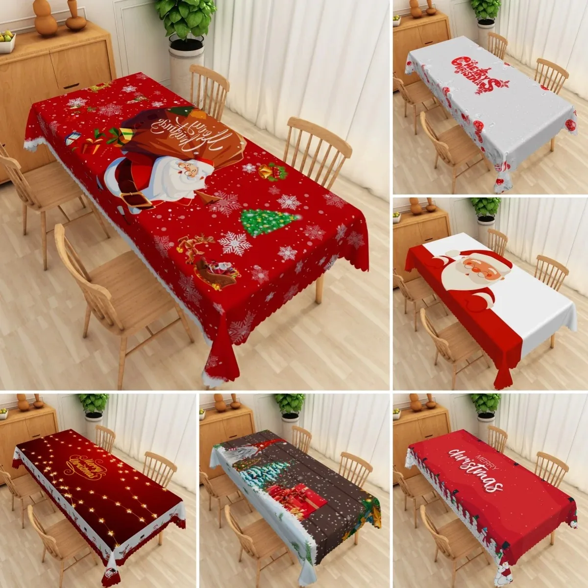 Merry Christmas Santa Tablecloth Waterproof Polyester 2D Flat Printed Table Cover For Winter Holiday Party Kitchen Dining Decor
Merry Christmas Santa Tablecloth Waterproof Polyester 2D Flat Printed Table Cover For Winter Holiday Party Kitchen Dining Decor