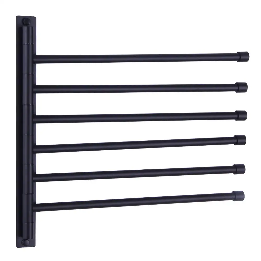 Matte Black 6-Bar Swing-Arm Wall-Mounted Towel Holder, 304 Stainless Steel Bathroom Rack Organizer
Matte Black 6-Bar Swing-Arm Wall-Mounted Towel Holder, 304 Stainless Steel Bathroom Rack Organizer