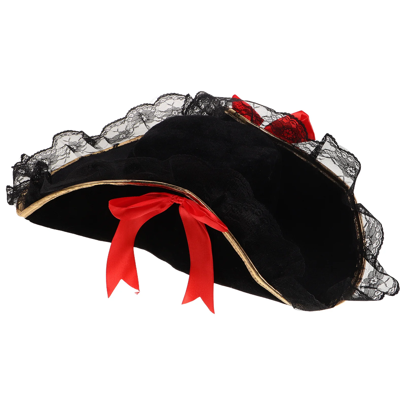 Hat Tricorn Cap Red Bow Lace Black Tricorn Hat Trim For Women Adult Halloween Party Role Play Costume Accessory
Hat Tricorn Cap Red Bow Lace Black Tricorn Hat Trim For Women Adult Halloween Party Role Play Costume Accessory