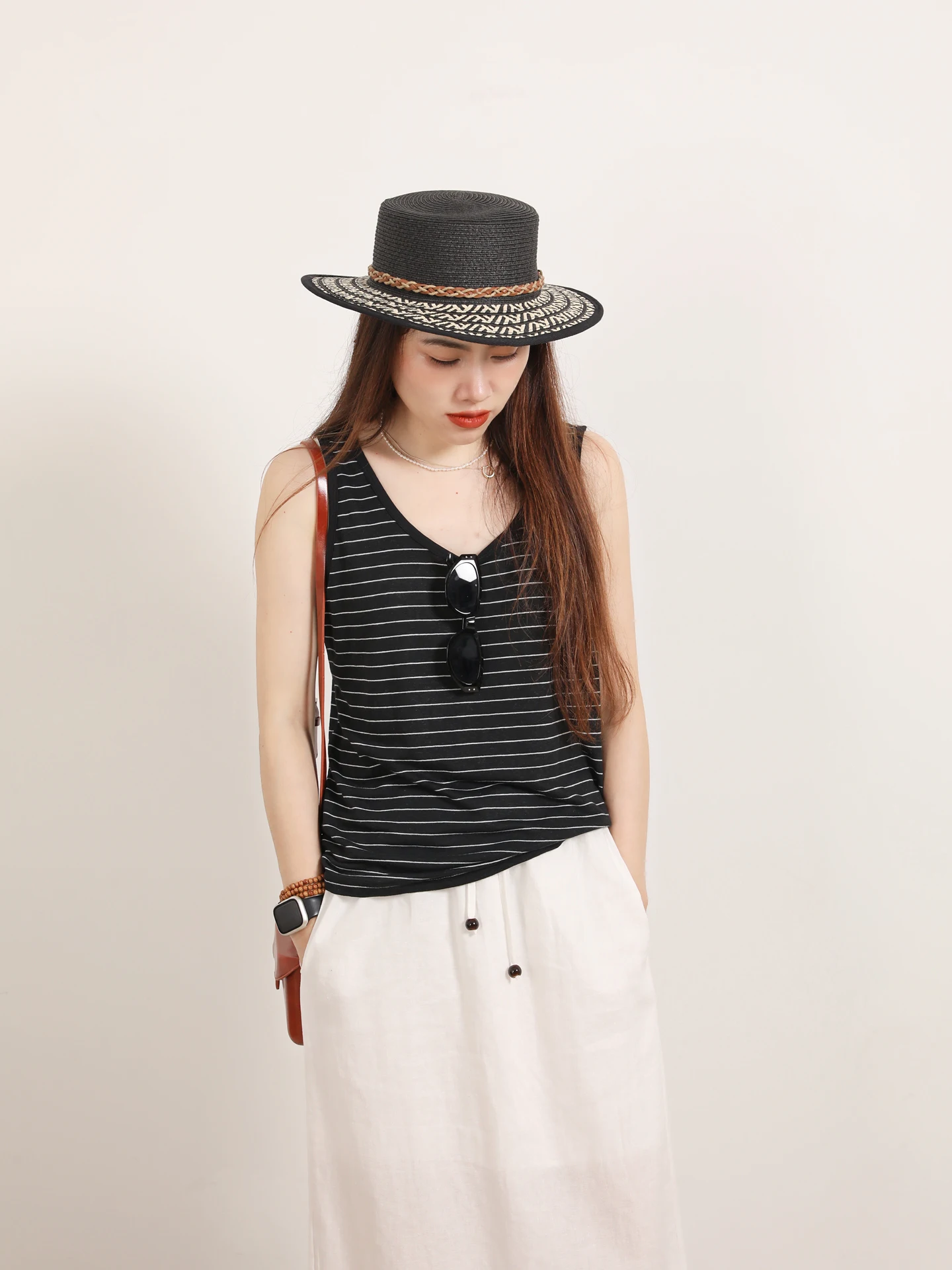 Cool Breathable Linen Loose Fit Slimming Versatile Fashionable Striped Vest T-Shirt Women's Top Comfortable Casual Commute Style
Cool Breathable Linen Loose Fit Slimming Versatile Fashionable Striped Vest T-Shirt Women's Top Comfortable Casual Commute Style