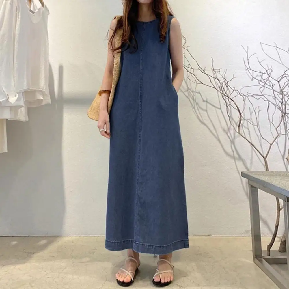 Women Round Neckline Dress Stylish Ankle-length Maxi Dress with Side Pockets Elegant Robe Type Vest for Wear Dating Women Long
Women Round Neckline Dress Stylish Ankle-length Maxi Dress with Side Pockets Elegant Robe Type Vest for Wear Dating Women Long