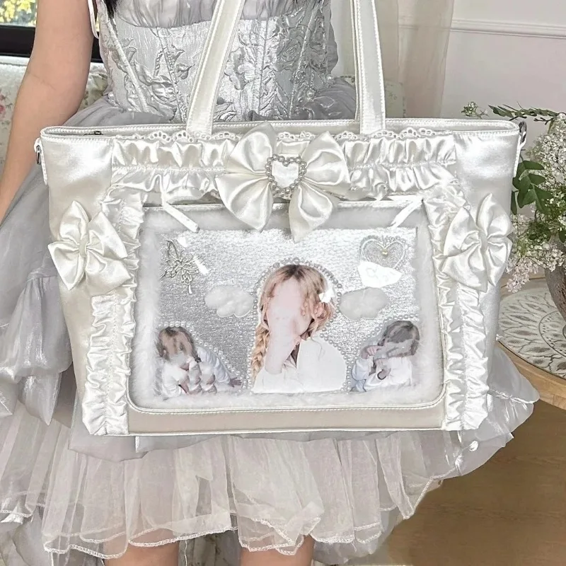 Large Capacity Tote Ita Bag for Women Kawaii Lace Bow Ribbon сумка через плечо Anime Con Badge Display Handbag
Large Capacity Tote Ita Bag for Women Kawaii Lace Bow Ribbon сумка через плечо Anime Con Badge Display Handbag