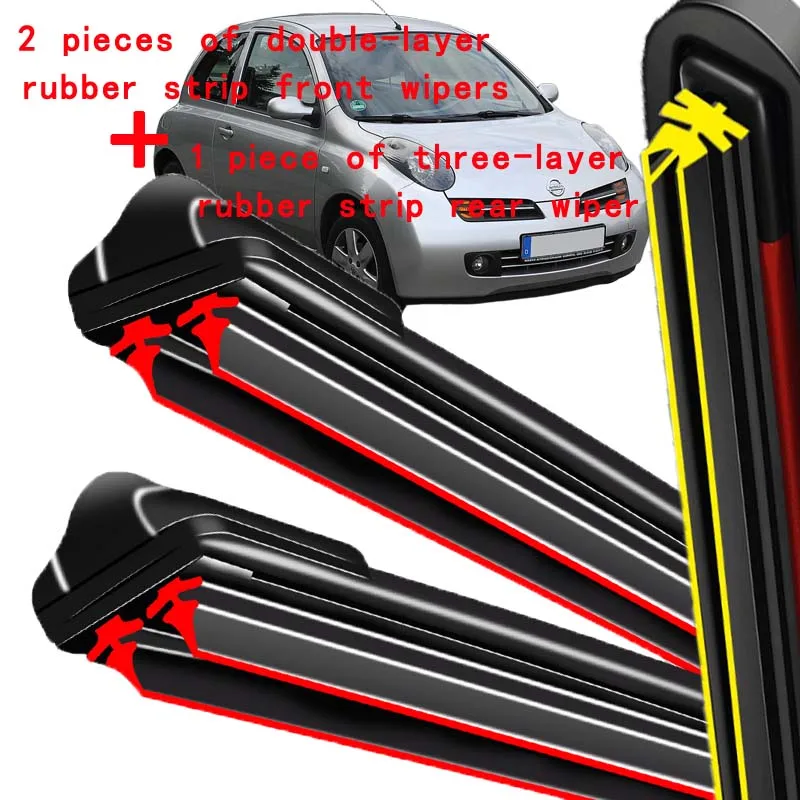 Silicone Front & Rear Wiper Set For Nissan Micra K12 2002 - 2005 2003 2004 coated windshield wiper blade 21"+18"+12"
Silicone Front & Rear Wiper Set For Nissan Micra K12 2002 - 2005 2003 2004 coated windshield wiper blade 21"+18"+12"