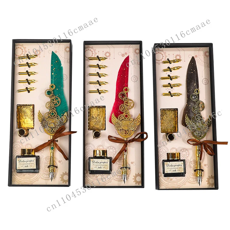 Wizard Educator Set Steampunk Gear Feather Pen & Fountain Pen Vintage Inkwell Teachers Magic School Desk Accessories Feather Pen
Wizard Educator Set Steampunk Gear Feather Pen & Fountain Pen Vintage Inkwell Teachers Magic School Desk Accessories Feather Pen