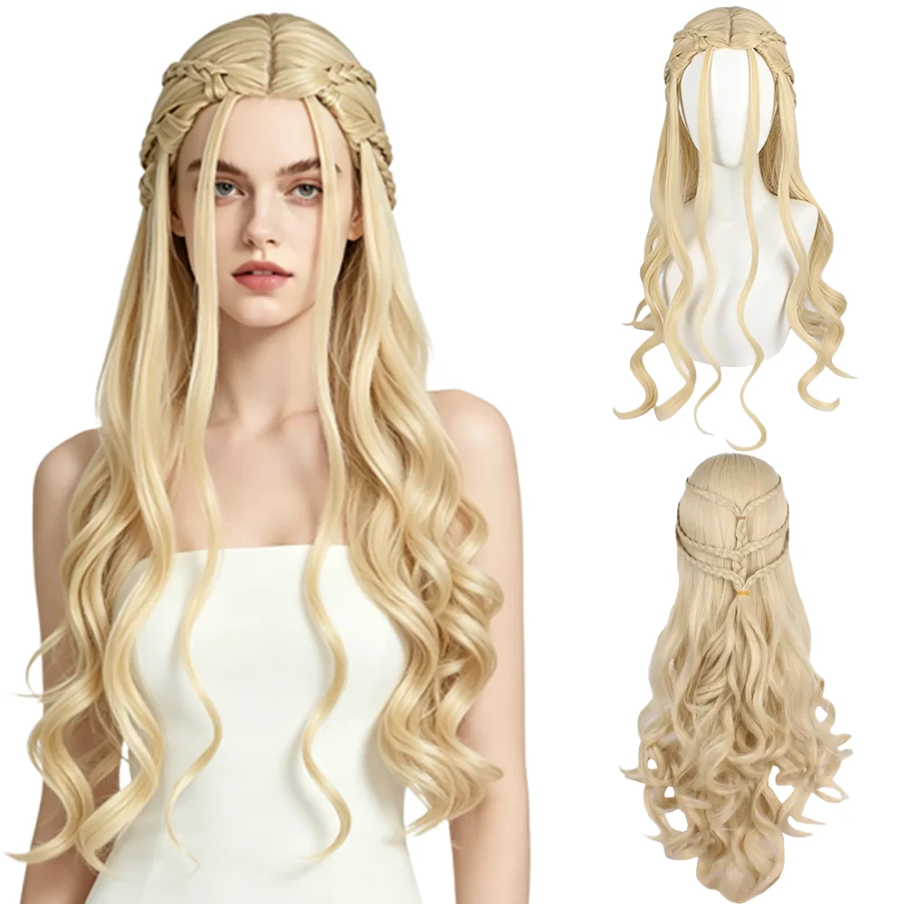 Light Blonde Braided Long Wavy Heat Resistant Synthetic Wig Daenerys Cosplay Wig Glueless For Women Daily Halloween Party
Light Blonde Braided Long Wavy Heat Resistant Synthetic Wig Daenerys Cosplay Wig Glueless For Women Daily Halloween Party