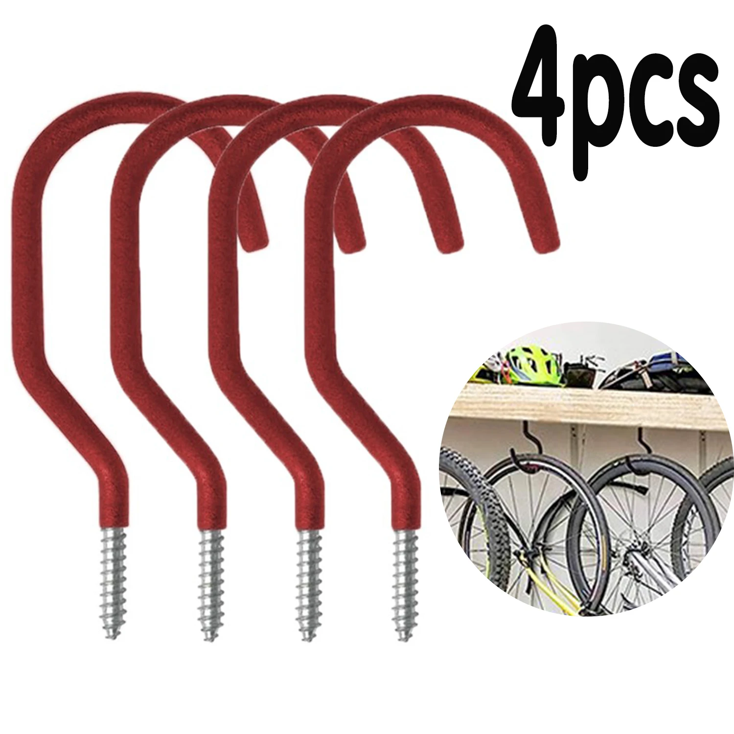 4pcs Bicycle Hanger Hooks Wall Mounted Screw-in Storage Hook Set Heavy Duty Hooks For Garage Garden Tool
4pcs Bicycle Hanger Hooks Wall Mounted Screw-in Storage Hook Set Heavy Duty Hooks For Garage Garden Tool