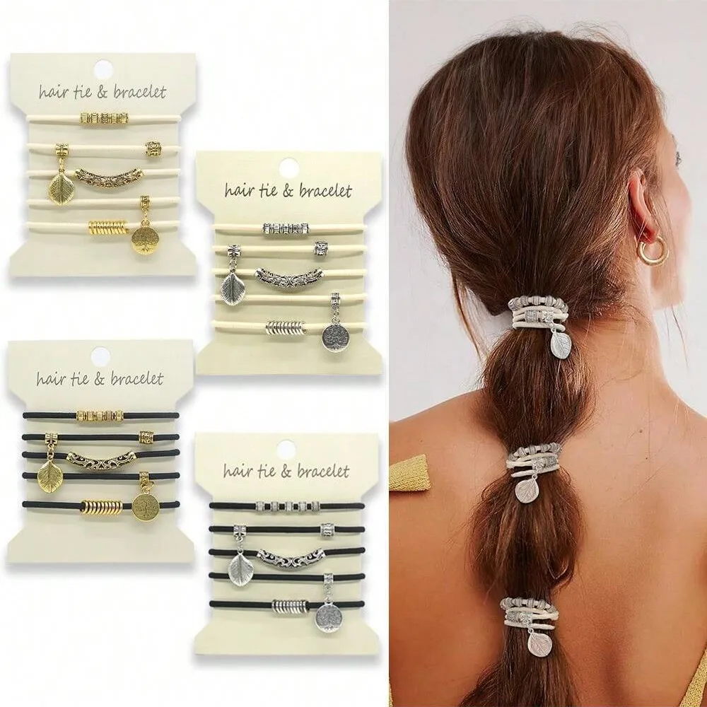 5PC Metal Retro Bohemia Hair Ring Ponytail Holder High-end Bracelet Rubber Band Accessory Hair Ties Rope for Women Girls
5PC Metal Retro Bohemia Hair Ring Ponytail Holder High-end Bracelet Rubber Band Accessory Hair Ties Rope for Women Girls