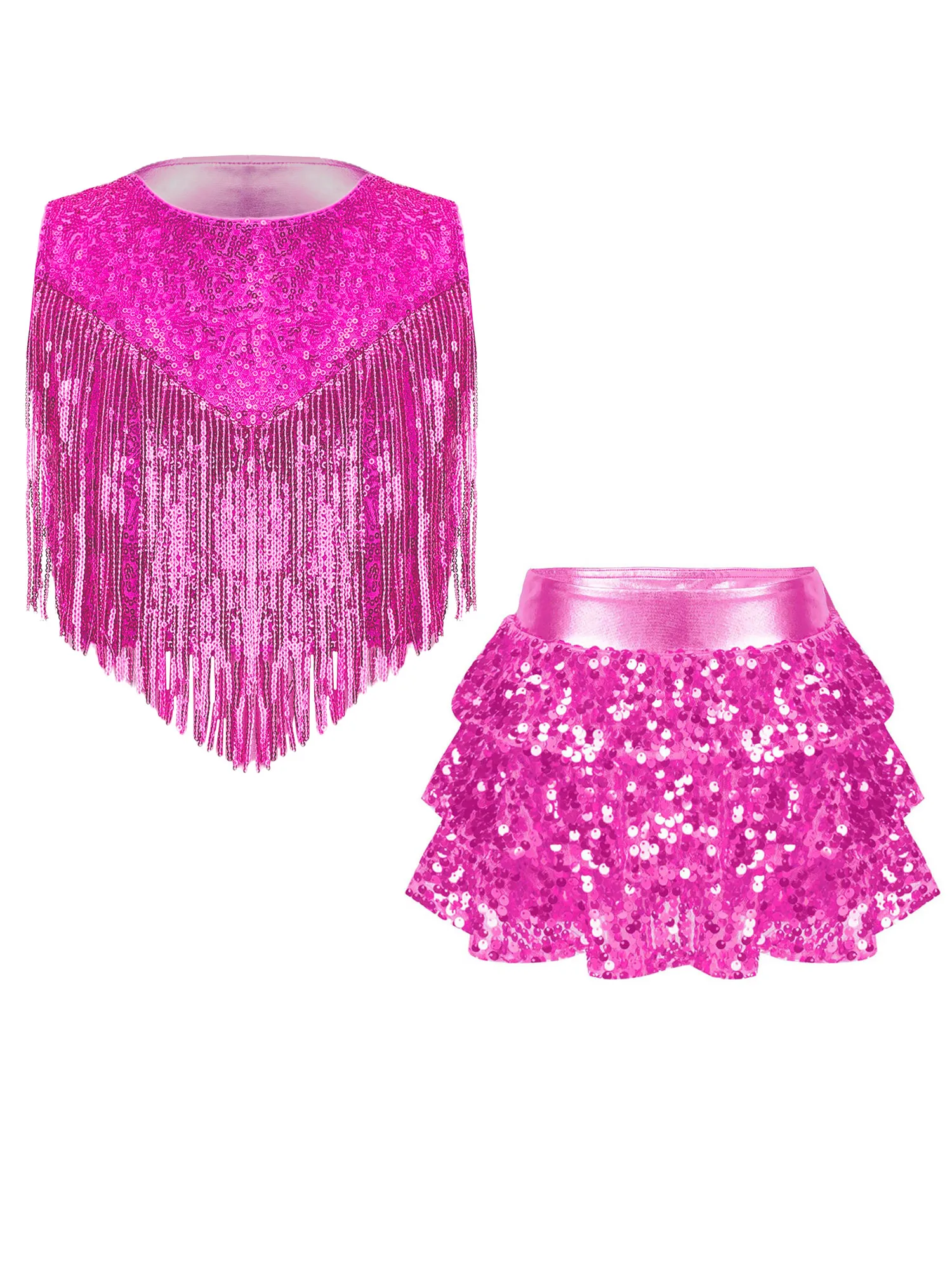 Girls Kids Sparkling Latin Jazz Tango Dance Performance Tassels Top with Skirted Shorts Glittery Jazz Dance Performance Wear
Girls Kids Sparkling Latin Jazz Tango Dance Performance Tassels Top with Skirted Shorts Glittery Jazz Dance Performance Wear