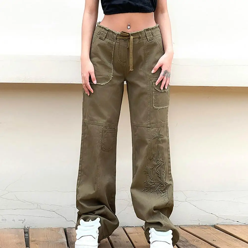 Women Cargo Pants Hip Hop High-Waist Drawstring Retro Embroidery Pattern Casual Loose Straight Wide Leg Denim Pants Streetwear
Women Cargo Pants Hip Hop High-Waist Drawstring Retro Embroidery Pattern Casual Loose Straight Wide Leg Denim Pants Streetwear