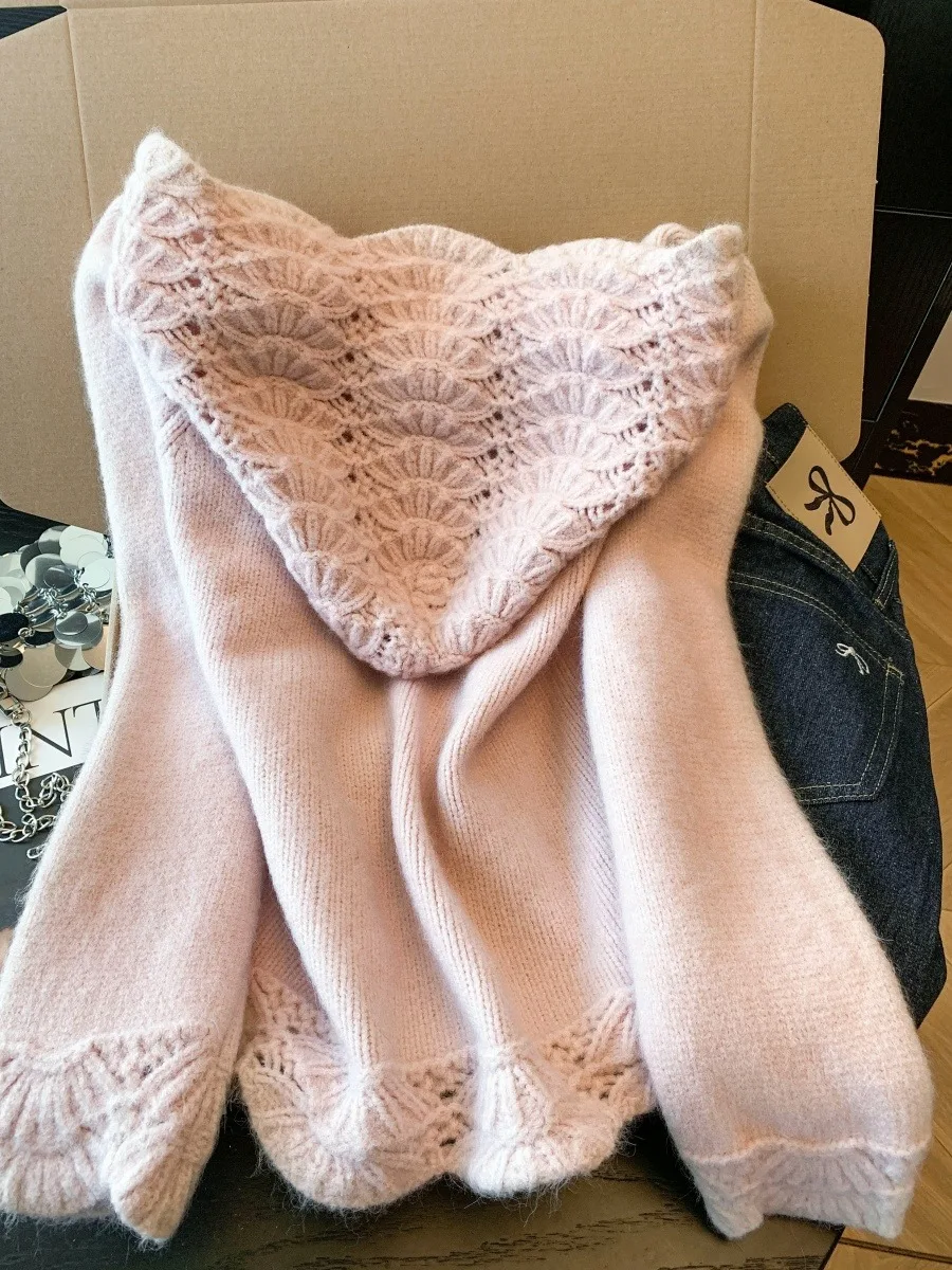 Soft Cozy Women's Knitted Hat Sweater Outerwear Hollow out Hook Flower Design Spring Lazy Style Pink Color Block Knitwear Top
Soft Cozy Women's Knitted Hat Sweater Outerwear Hollow out Hook Flower Design Spring Lazy Style Pink Color Block Knitwear Top