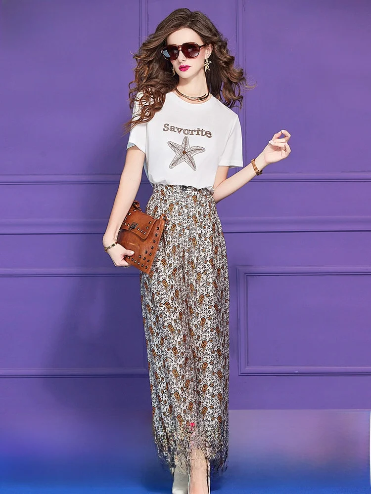Fashionable Loose Letter round Neck White T-Shirt And Wide Leg Pants Two-Piece Set for Women Casual Summer Outfit by FX.&Mongyi
Fashionable Loose Letter round Neck White T-Shirt And Wide Leg Pants Two-Piece Set for Women Casual Summer Outfit by FX.&Mongyi