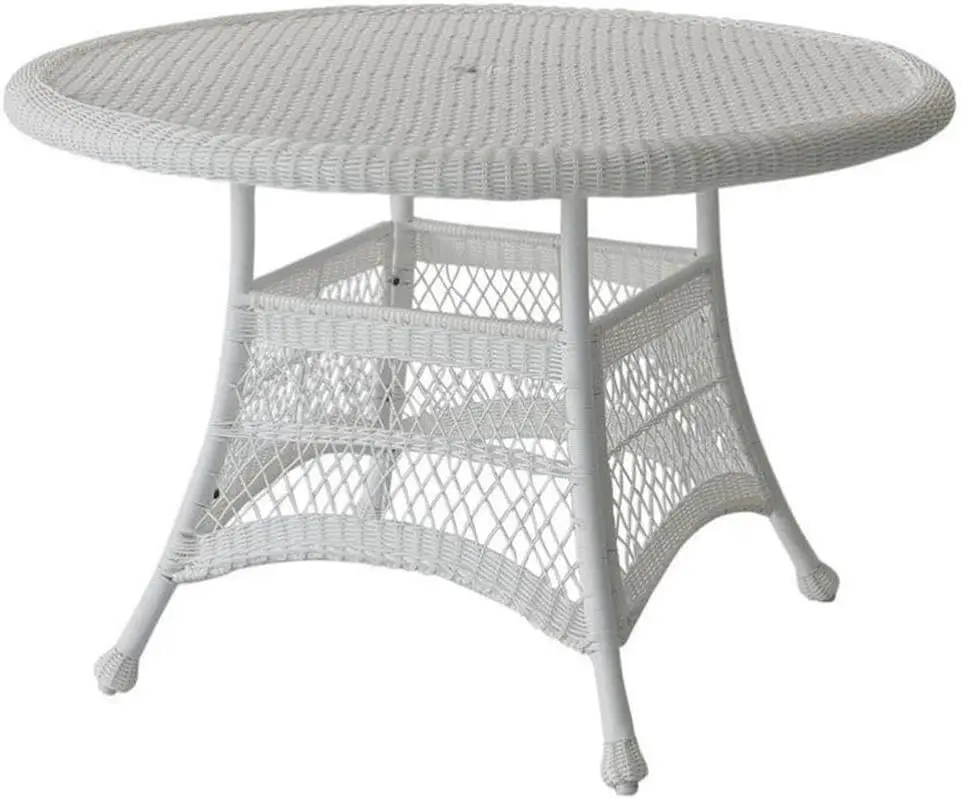 Wicker Round Dining Table, 44", White
Wicker Round Dining Table, 44", White