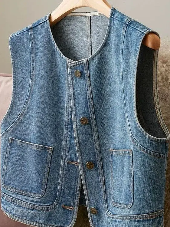 Моющийся джинсовый жилет, женский новый универсальный повседневный дизайн, весенне-летняя верхняя одежда, высококачественный джинсовый жилет
Моющийся джинсовый жилет, женский новый универсальный повседневный дизайн, весенне-летняя верхняя одежда, высококачественный джинсовый жилет