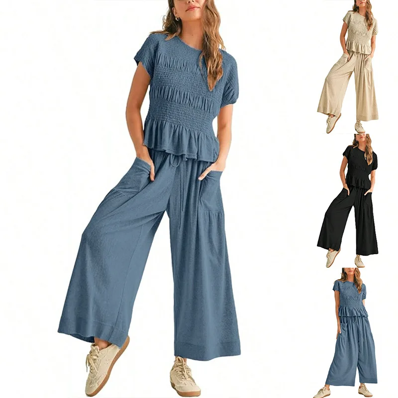Ultra-Lightweight Set Gathered Elasticized Cropped Set Highwaisted Palazzo Pants Set Casual Vacation Lounging Outfits
Ultra-Lightweight Set Gathered Elasticized Cropped Set Highwaisted Palazzo Pants Set Casual Vacation Lounging Outfits