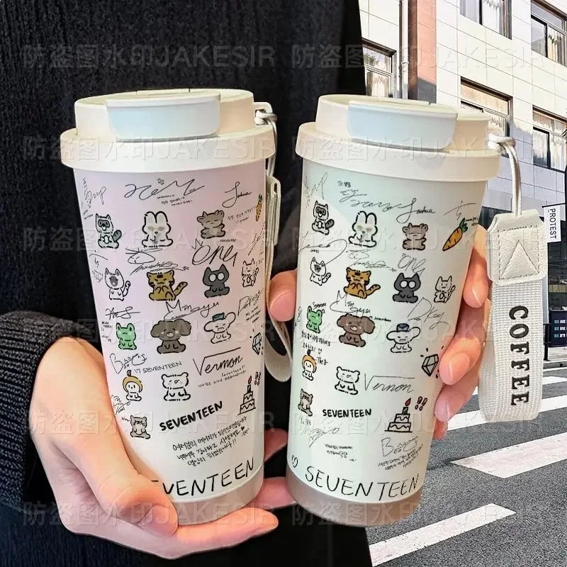 SEVENTEENED Stainless Steel Peripheral Water Bottle High-value Double-drink Cup with Straw Large Capacity Coffee Mug for Student
SEVENTEENED Stainless Steel Peripheral Water Bottle High-value Double-drink Cup with Straw Large Capacity Coffee Mug for Student