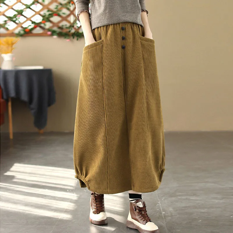 NINI WONDERLAND 2023 Winter Corduroy Plus Velvet Thicken Warm Casual Skirt Women Elastic Waist A-line Skirts lady Vintage Skirt
NINI WONDERLAND 2023 Winter Corduroy Plus Velvet Thicken Warm Casual Skirt Women Elastic Waist A-line Skirts lady Vintage Skirt