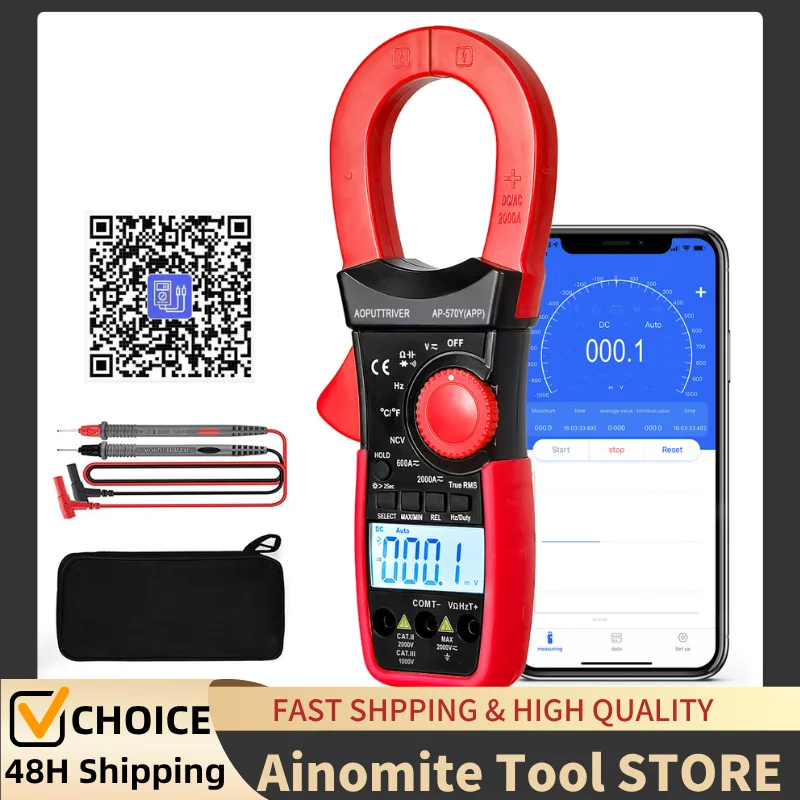 Digital AC/DC Clamp Multimeter - 6000 Counts, True RMS, Temperature Measurement, LCD Display, Bluetooth (BT-570Y-APP)
Digital AC/DC Clamp Multimeter - 6000 Counts, True RMS, Temperature Measurement, LCD Display, Bluetooth (BT-570Y-APP)