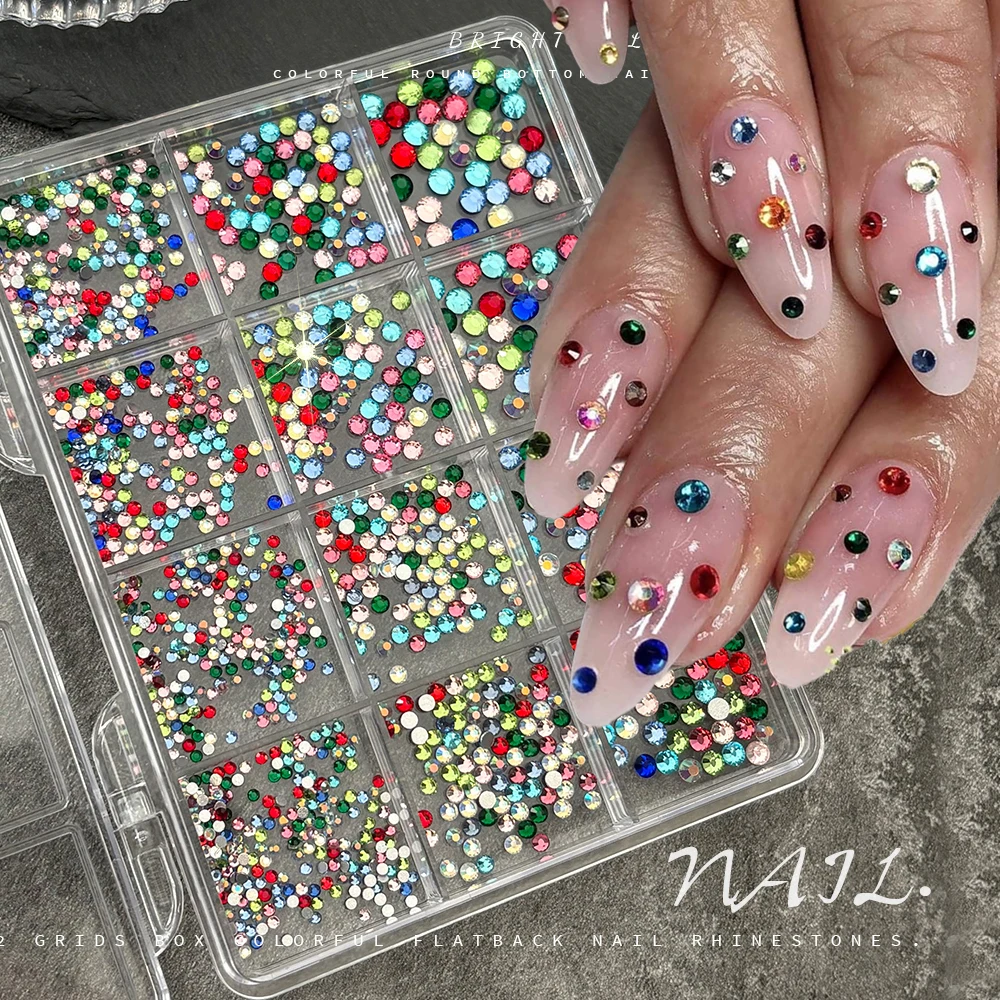 12Grids Mixed Colored Round Rhinestones Nail Charms 3D Mini Faltback Shiny Diamond Nail Jewelry Crystal Gemstone Nail Art Decora
12Grids Mixed Colored Round Rhinestones Nail Charms 3D Mini Faltback Shiny Diamond Nail Jewelry Crystal Gemstone Nail Art Decora