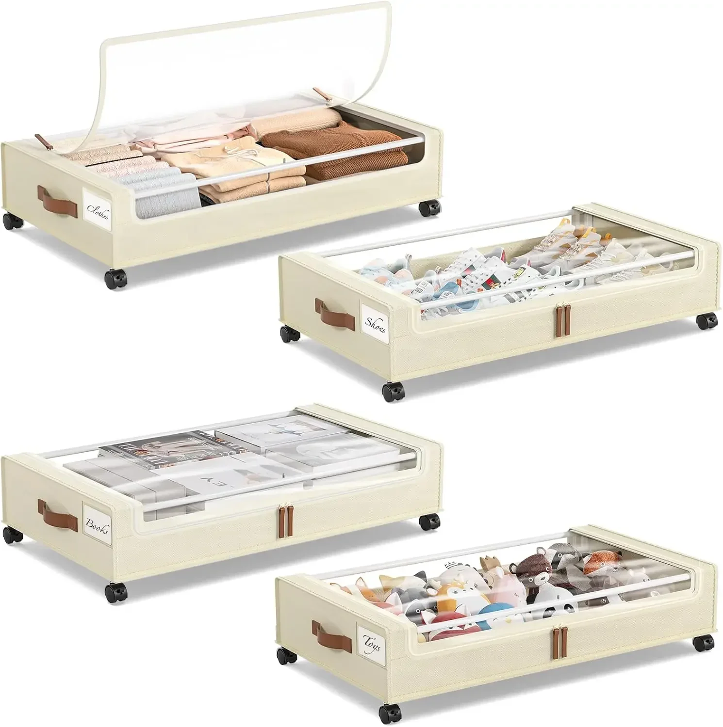 4 Pack Under Bed Storage with Wheels, Under Bed Storage Containers with Lids, Large Under Bed Rolling Storage with Clear Window
4 Pack Under Bed Storage with Wheels, Under Bed Storage Containers with Lids, Large Under Bed Rolling Storage with Clear Window