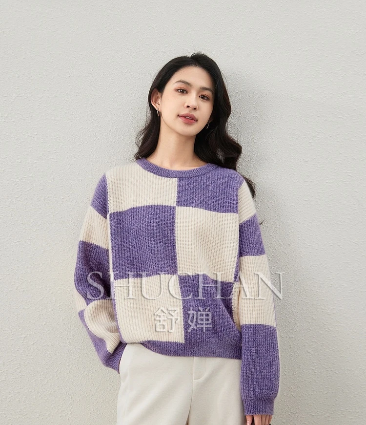 Lazy and Loose, Wool Rabbit Contrasting Color Plaid Shoulder-sleeved Knitted Sweater Women Pullover Sweater Women
Lazy and Loose, Wool Rabbit Contrasting Color Plaid Shoulder-sleeved Knitted Sweater Women Pullover Sweater Women