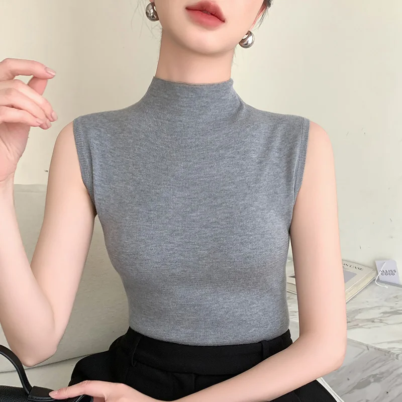 Sleeveless Imitation Wool T-Shirt Women's Summer Pullover Knitted Slim Fit Basic Style Solid Color Vest Thin Style Top
Sleeveless Imitation Wool T-Shirt Women's Summer Pullover Knitted Slim Fit Basic Style Solid Color Vest Thin Style Top