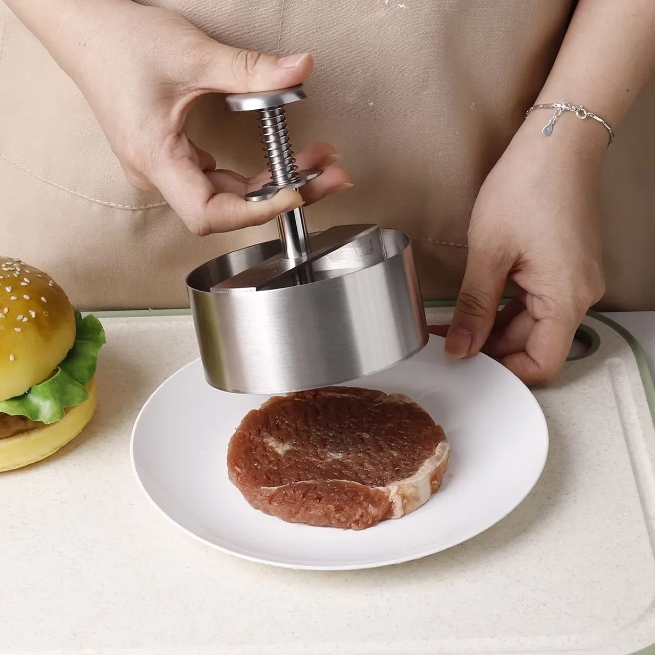 Burger Press Patty Maker 196N Stainless Steel, Manual Dumpling Wrapper Dough Press, Kitchen Tool 8/10/11/14CM
Burger Press Patty Maker 196N Stainless Steel, Manual Dumpling Wrapper Dough Press, Kitchen Tool 8/10/11/14CM